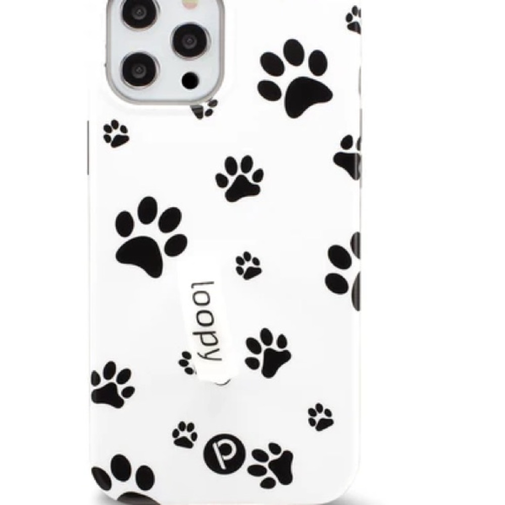 Loopy Case Dog Paw Print Phone Case - Black and White - Apple 12 Pro Max
